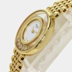 Chopard White Diamond 18k Yellow Gold Happy Diamonds 20/6147 Quartz Women's Wristwatch 26 mm