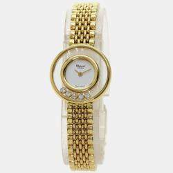 Chopard White Diamond 18k Yellow Gold Happy Diamonds 20/6147 Quartz Women's Wristwatch 26 mm