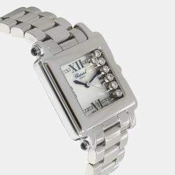 Chopard White Mother of Pearl Diamond Stainless Steel Happy Sport 27/8349-23 Quartz Women's Wristwatch 27 mm