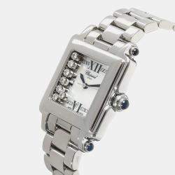 Chopard White Mother of Pearl Diamond Stainless Steel Happy Sport 27/8349-23 Quartz Women's Wristwatch 27 mm