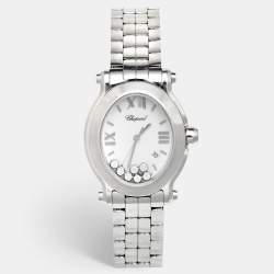 Chopard White Stainless Steel Diamond Happy Sport 8546 Women's Wristwatch 30 mm