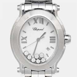 Chopard White Stainless Steel Diamond Happy Sport 8546 Women's Wristwatch 30 mm