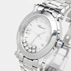 Chopard White Stainless Steel Diamond Happy Sport 8546 Women's Wristwatch 30 mm