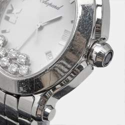 Chopard White Stainless Steel Diamond Happy Sport 8546 Women's Wristwatch 30 mm