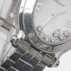 Chopard White Stainless Steel Diamond Happy Sport 8546 Women's Wristwatch 30 mm