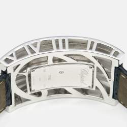 Chopard Diamond Pave 18K White Gold Snakeskin Leather Montres Dame XL 137130 Women's Wristwatch 36 mm