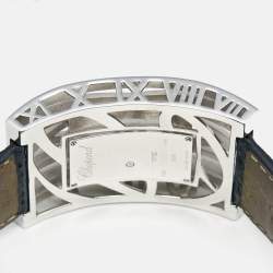 Chopard Diamond Pave 18K White Gold Snakeskin Leather Montres Dame XL 137130 Women's Wristwatch 36 mm