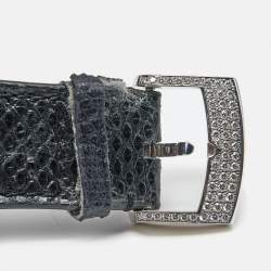 Chopard Diamond Pave 18K White Gold Snakeskin Leather Montres Dame XL 137130 Women's Wristwatch 36 mm