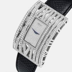 Chopard Diamond Pave 18K White Gold Snakeskin Leather Montres Dame XL 137130 Women's Wristwatch 36 mm