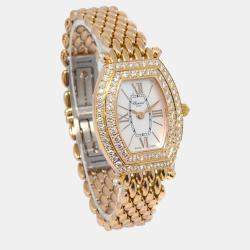 Chopard Gold Diamond 18k Yellow Gold Classics Tonneau 551 Quartz Women's Wristwatch 28 mm