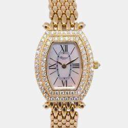 Chopard Gold Diamond 18k Yellow Gold Classics Tonneau 551 Quartz Women's Wristwatch 28 mm
