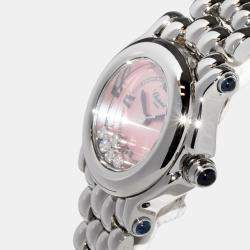 Chopard Pink Stainless Steel Diamond Happy Sport 27/8250-23 Quartz Women's Wristwatch 26 mm
