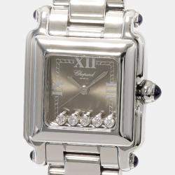 Chopard Grey Stainless Steel Diamond Happy Sport 27/8893-23 Quartz Women's Wristwatch 23 mm