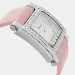 Chopard Happy Sport Steel Mop Dial Leather Strap Ladies Quartz Watch 288448-2001 35 mm