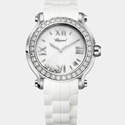 Chopard Customised White Diamond Stainless Steel Happy Sport 278475-3016 Quartz Men's Wristwatch 36 mm