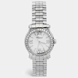 Chopard White Stainless Steel Diamond Happy Sport 278590-3002 Women's Wristwatch 30 mm