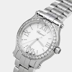 Chopard White Stainless Steel Diamond Happy Sport 278590-3002 Women's Wristwatch 30 mm