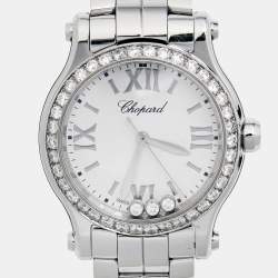 Chopard White Stainless Steel Diamond Happy Sport 278590-3002 Women's Wristwatch 30 mm