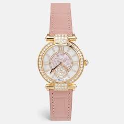Chopard Mother Of Pearl Diamond 18K Ethical Rose Gold Alligator Leather Imperiale Moonphase 384246-5001 Women's Wristwatch 36 mm