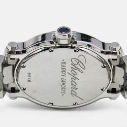 Chopard White Mother Of Pearl Stainless Steel Diamond Happy Sport 8546 Women's Wristwatch 30 mm