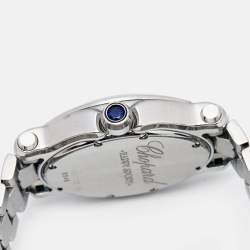 Chopard White Mother Of Pearl Stainless Steel Diamond Happy Sport 8546 Women's Wristwatch 30 mm
