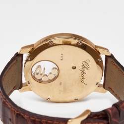 Chopard Mother Of Pearl 18K Yellow Gold Alligator Leather Happy Diamonds 20/7449 Women's Wristwatch 40 mm
