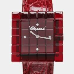 Chopard Red Resin & Stainless Steel Ice Cube Be Mad Women’s Wristwatch 31.5 MM