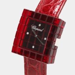 Chopard Red Resin & Stainless Steel Ice Cube Be Mad Women’s Wristwatch 31.5 MM