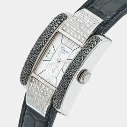Pre Owned Chopard White Stainless Steel Diamond Alligator Leather La Strada 418357-3001 Women's Wristwatch 23.50 mm