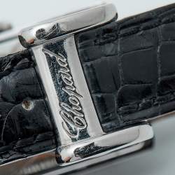 Pre Owned Chopard White Stainless Steel Diamond Alligator Leather La Strada 418357-3001 Women's Wristwatch 23.50 mm