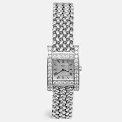 Pre Owned Chopard Mother of Pearl Diamond 18K White Gold 106805-1002 Women's Wristwatch 25 mm 