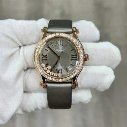 Pre Owned Chopard Happy Sport 274808-5014 Automatic Diamond 18k Rose Gold Women's Wristwatch 36 mm