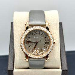 Pre Owned Chopard Happy Sport 274808-5014 Automatic Diamond 18k Rose Gold Women's Wristwatch 36 mm