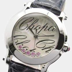 Pre Owned Chopard Happy Sport 8509 Quartz White Stainless Steel Women's Wristwatch 30 mm