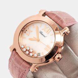 Pre Owned Chopard Happy Sport 277471 Quartz Mother of Pearl Rose Gold Women's Wristwatch 36 mm