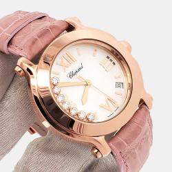 Pre Owned Chopard Happy Sport 277471 Quartz Mother of Pearl Rose Gold Women's Wristwatch 36 mm