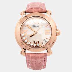 Pre Owned Chopard Happy Sport 277471 Quartz Mother of Pearl Rose Gold Women's Wristwatch 36 mm