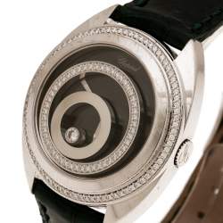 Pre Owned Chopard Black 18K White Gold Diamonds Happy Spirit 20/7082-20 Women's Wristwatch 32 mm