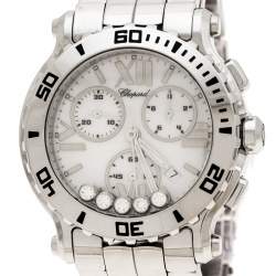 مملوكة مسبقًا Chopard White Stainless Steel Happy Sport 8499 Women's Wristwatch 42 mm