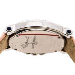 Chopard Pink Mother of Pearl Stainless Steel Leather Diamonds Happy Sport 27/8418-23 Women's Wristwatch 29 mm