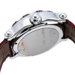 Chopard Pink Mother Of Pearl Stainless Steel Pink Ruby Diamond Happy Sport 28/8944-21 Women's Wristwatch 38 mm