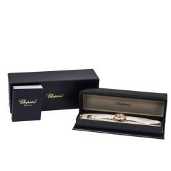 Chopard Mother Of Pearl 18K Yellow Gold Stainless Steel Leather Diamond Limited Edition Happy Palm 8578 Women's Wristwatch 36 mm