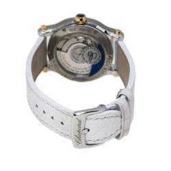 Chopard Mother Of Pearl 18K Yellow Gold Stainless Steel Leather Diamond Limited Edition Happy Palm 8578 Women's Wristwatch 36 mm