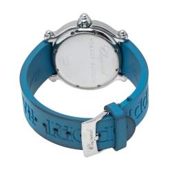 Chopard Blue Stainless Steel and Rubber Happy Sport 28/8452 8347 Women's Wristwatch 38 mm