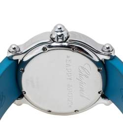 Chopard Blue Stainless Steel and Rubber Happy Sport 28/8452 8347 Women's Wristwatch 38 mm