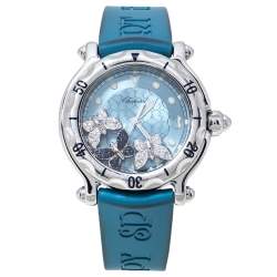 Chopard Blue Stainless Steel and Rubber Happy Sport 28/8452 8347 Women's Wristwatch 38 mm