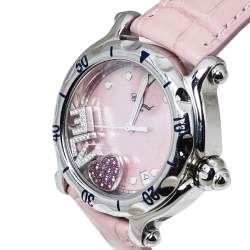 Chopard Pink Stainless Steel Diamonds Love Happy Sport 28/8950-401 Women's Wristwatch 38 MM