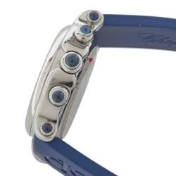 Pre Owned Chopard Blue Stainless Steel Diamonds Happy Sport 27/8323-23 Women's Wristwatch 32.5MM