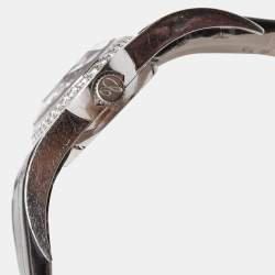 Chopard Mother of Pearl 18k White Gold Alligator Leather Diamond Happy Oval 139018 Women's Wristwatch 42 mm