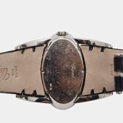 Chopard Mother of Pearl 18k White Gold Alligator Leather Diamond Happy Oval 139018 Women's Wristwatch 42 mm